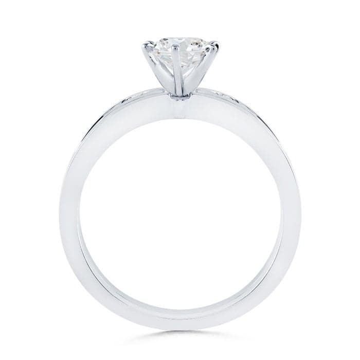 Solitaire Round Diamond Wedding Ring Set With Plain Ring image 4